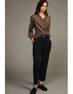 Pantalon de tailleur taille haute avec ceinture Dixie - Bleu