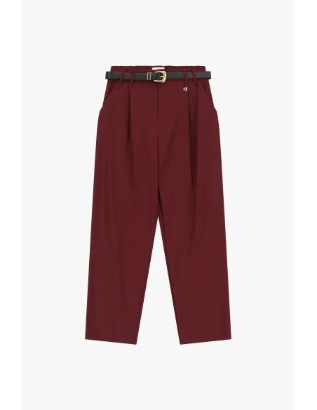 High-Waisted Tailored Trousers with Belt Dixie – Bordeaux