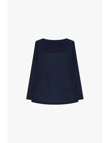 Long-Sleeve Crew-Neck T-Shirt, Relaxed Fit Dixie - Blue