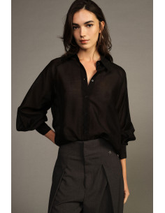 Flared Blouse with Wide Sleeves and Sheer Details Dixie