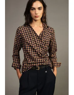 Blouse à carreaux avec motif croisé sur le devant Dixie