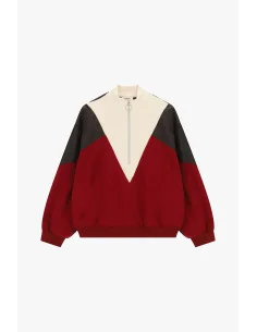 Felpa Senza Cappuccio Con Zip E Dettagli Geometrici Dixie - Marrone 2