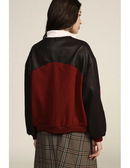 Zip-Up Sweatshirt Without Hood with Geometric Details Dixie - Brown