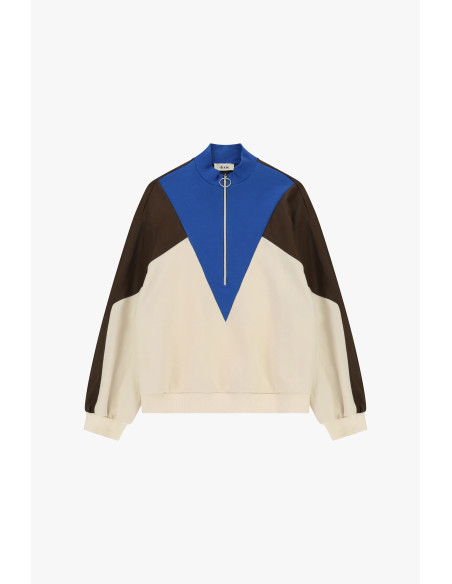 Dixie Hoodless Zip-Up Sweatshirt with Geometric Details - Vestiti F...