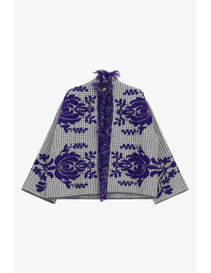 Jacquard Cape with Floral Pattern and Dixie Fringes - Vestiti Firma... 2