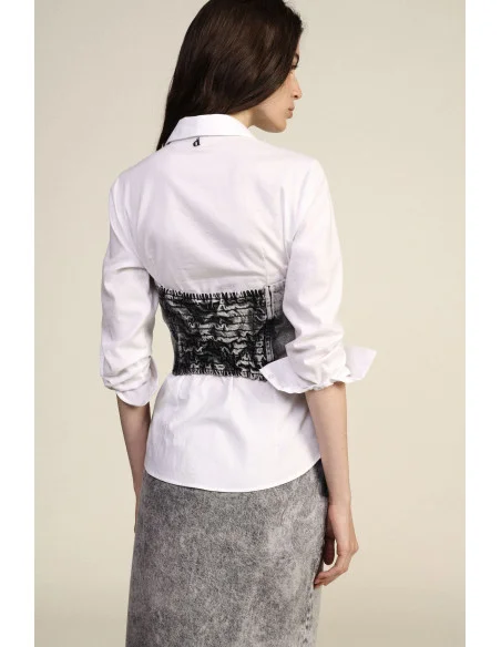 Cropped Bustier Top with Washed Effect and Seams Dixie