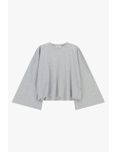 Dixie – Gray Oversized Long-Sleeve T-Shirt with Straight Hem