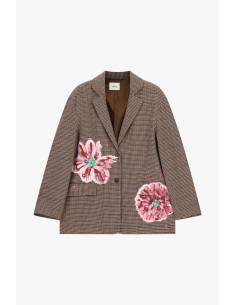 Dixie Patterned Check Blazer with Painted Flowers - Vestiti Firmati... 2