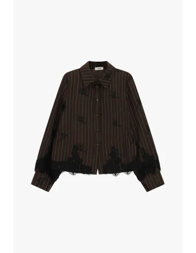 Striped Blouse with Lace Details and Straight Fit Dixie