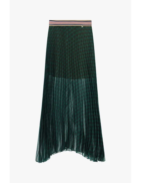 Long Pleated Skirt with Striped Belt Dixie