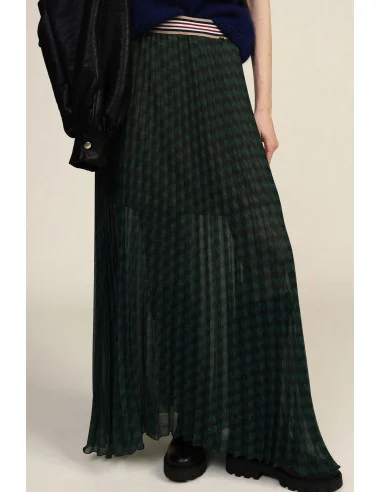 Long Pleated Skirt with Striped Belt Dixie