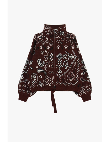 Cardigan à fermeture éclair et motif jacquard paisley « Dixie » - V...