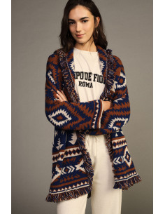 Fringed Poncho, Dixie Geometric Jacquard Pattern - Vestiti Firmati ...