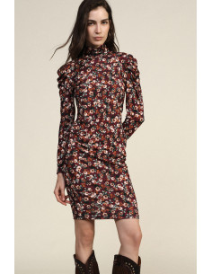 Robe fleurie à col montant et manches longues Dixie