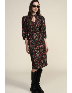 Robe à fleurs à encolure en V et manches longues Dixie - Vestiti Fi...