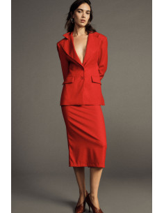 Dixie Regular-Fit Double-Breasted Blazer with Flap Pockets - Red 2