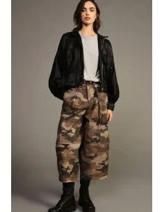 Pantaloni Palazzo Fantasia Mimetica Con Cintura Dixie