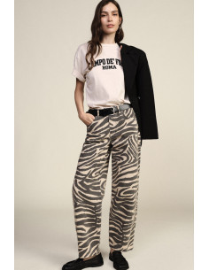 High-Waisted Animal Print Palazzo Trousers Dixie