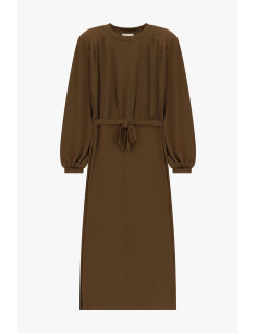 Robe midi avec ceinture et manches longues Dixie - Marron