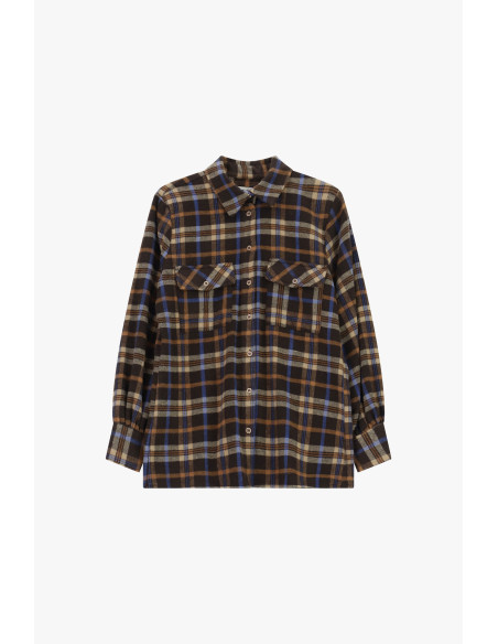 Camicia A Quadri Con Tasche Sul Petto E Bottoni Dixie