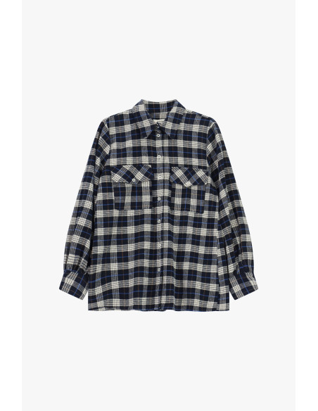 Plaid Blouse With Chest Pockets And Buttons Dixie