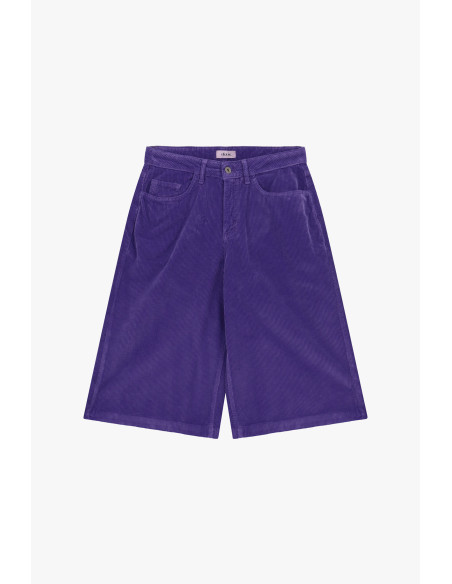 Dixie - Purple Corduroy Knee-Length Shorts with Pockets