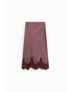 Printed Midi Skirt with Lace Trim Dixie 2