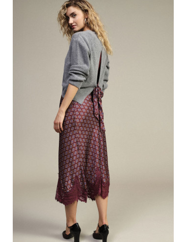 Printed Midi Skirt with Lace Trim Dixie