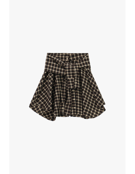 Short Plaid Skirt with Front Buttons Dixie