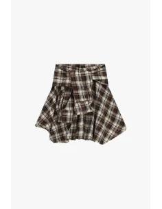 Short Checked Pattern Skirt with Wide Belt Dixie