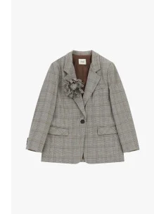 Blazer à carreaux avec fleur appliquée et poches Dixie