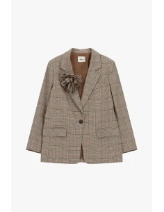 Blazer à carreaux avec fleur appliquée et poches Dixie