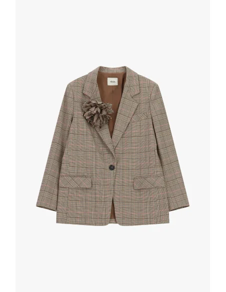 Blazer à carreaux avec fleur appliquée et poches Dixie