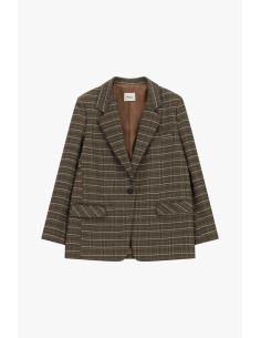 Checked Blazer with Flap Pockets Dixie - Brown