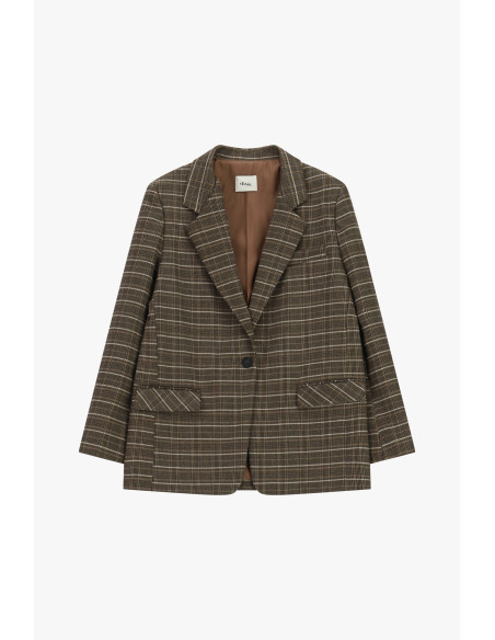 Checked Blazer with Flap Pockets Dixie - Brown