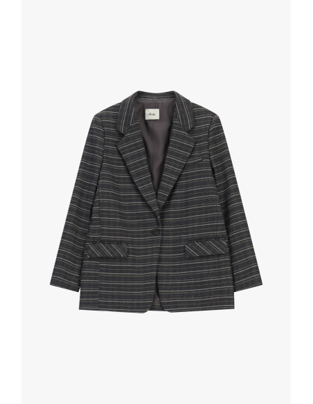 Blazer à carreaux avec poches à rabat Dixie - Gris foncé