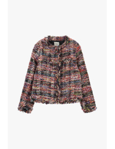 Cropped Tweed Shirt Jacket With Front Pockets Dixie