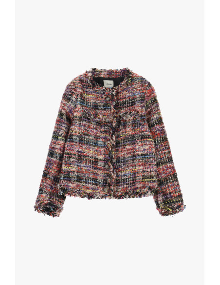 Cropped Tweed Shirt Jacket With Front Pockets Dixie