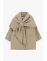 Cappotto Corto Con Sciarpa A Frange E Tasche Dixie - Grigio Chiaro