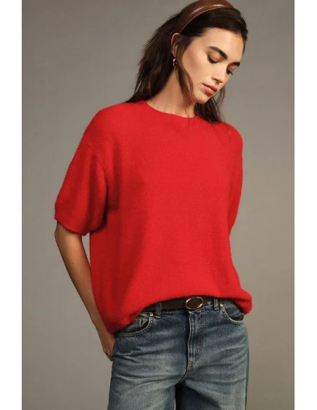 Relaxed-Fit Short-Sleeve Crew-Neck Sweater Dixie - Red