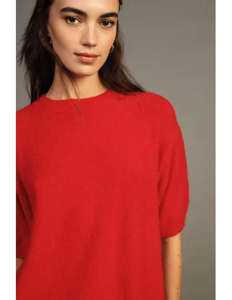 Relaxed-Fit Short-Sleeve Crew-Neck Sweater Dixie - Red
