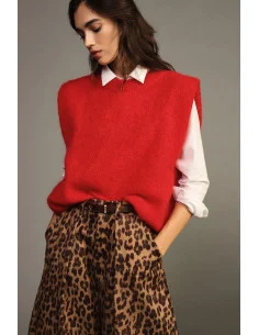 Pull sans manches à col rond coupe droite Dixie - Rouge
