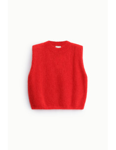 Sleeveless Crew-Neck Straight-Fit Sweater Dixie - Red 2