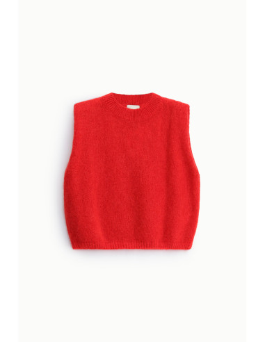 Maglione Smanicato Girocollo Linea Dritta Dixie - Rosso