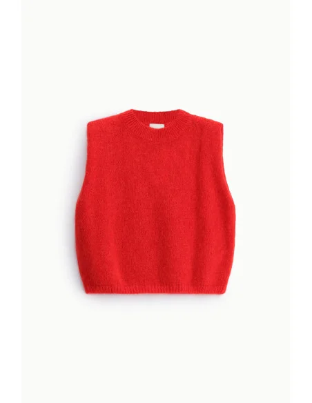 Pull sans manches à col rond coupe droite Dixie - Rouge