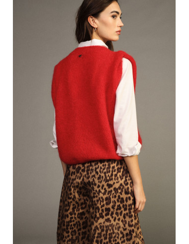 Maglione Smanicato Girocollo Linea Dritta Dixie - Rosso