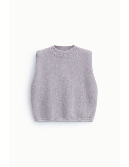 Sleeveless Crew-Neck Straight-Cut Sweater Dixie - Pearl White