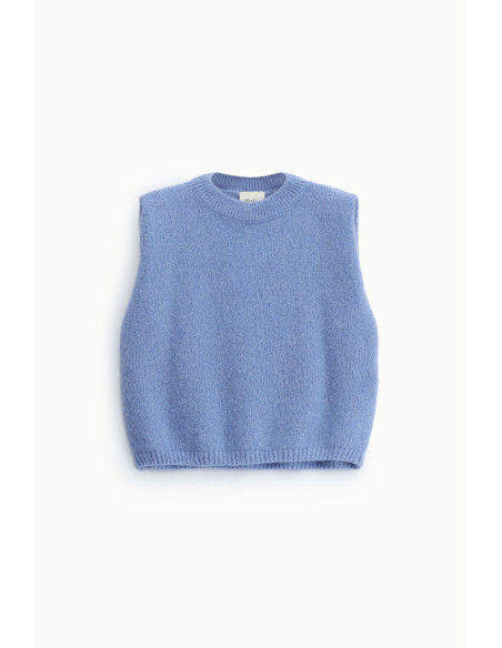 Crew-Neck Straight-Cut Sleeveless Sweater Dixie - Sky Blue