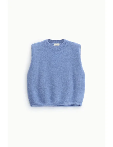 Maglione Smanicato Girocollo Linea Dritta Dixie - Cielo