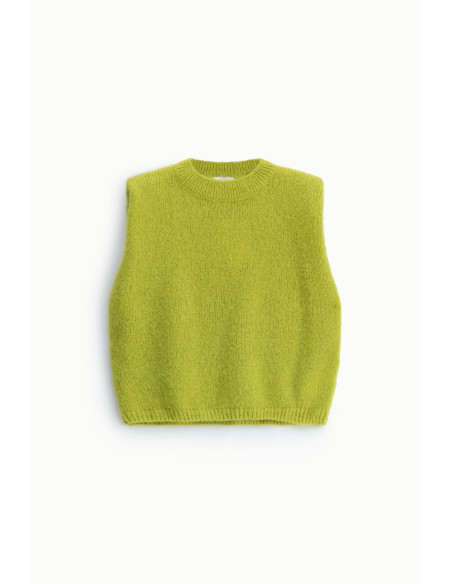 Sleeveless Crew-Neck Straight-Fit Sweater Dixie - Avocado